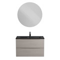 Тумба с раковиной подвесная BelBagno МАРИНА (MARINO) 80 Rovere Grigio, раковина чёрная BB800/450-LV-ART-PR-NERO MARINO-800-2C-SO-RG-P;BB800/450-LV-ART-PR-NERO