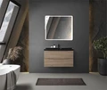 Тумба с раковиной подвесная BelBagno МАРИНА (MARINO) 80 Rovere Bianco, раковина чёрная MARINO-800-2C-SO-WO-P;BB800/450-LV-ART-AST-NERO