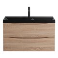Тумба с раковиной подвесная BelBagno МАРИНА (MARINO) 80 Rovere Bianco, раковина чёрная MARINO-800-2C-SO-WO-P;BB800/450-LV-ART-AST-NERO