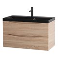 Тумба с раковиной подвесная BelBagno МАРИНА (MARINO) 80 Rovere Bianco, раковина чёрная MARINO-800-2C-SO-WO-P;BB800/450-LV-ART-AST-NERO