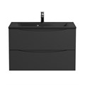 Тумба с раковиной подвесная BelBagno МАРИНА (MARINO) 80 Nero Lucido, раковина чёрная BB800/450-LV-ART-PR-NERO MARINO-800-2C-SO-NL-P;BB800/450-LV-ART-PR-NERO