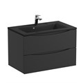 Тумба с раковиной подвесная BelBagno МАРИНА (MARINO) 80 Nero Lucido, раковина чёрная BB800/450-LV-ART-PR-NERO MARINO-800-2C-SO-NL-P;BB800/450-LV-ART-PR-NERO