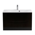 Тумба с раковиной подвесная BelBagno МАРИНА (MARINO) 80 Nero Lucido, раковина белая BB800/450-LV-MR-FT MARINO-800-2C-SO-NL-P;BB800/450-LV-MR-FT