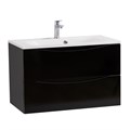 Тумба с раковиной подвесная BelBagno МАРИНА (MARINO) 80 Nero Lucido, раковина белая BB800/450-LV-MR-FT MARINO-800-2C-SO-NL-P;BB800/450-LV-MR-FT