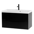 Тумба с раковиной подвесная BelBagno МАРИНА (MARINO) 80 Nero Lucido, раковина белая MARINO-800-2C-SO-NL-P;BB800/450-LV-MR-AST