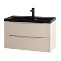 Тумба с раковиной подвесная BelBagno МАРИНА (MARINO) 80 Crema Opaco, раковина чёрная MARINO-800-2C-SO-CO-P;BB800/450-LV-ART-AST-NERO