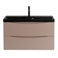Тумба с раковиной подвесная BelBagno МАРИНА (MARINO) 80 Cappuccino Lucido, раковина чёрная MARINO-800-2C-SO-CL-P;BB800/450-LV-ART-AST-NERO