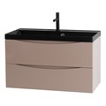 Тумба с раковиной подвесная BelBagno МАРИНА (MARINO) 80 Cappuccino Lucido, раковина чёрная MARINO-800-2C-SO-CL-P;BB800/450-LV-ART-AST-NERO