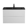 Тумба с раковиной подвесная BelBagno МАРИНА (MARINO) 80 Bianco Lucido, раковина чёрная BB800/450-LV-ART-PR-NERO MARINO-800-2C-SO-BL-P;BB800/450-LV-ART-PR-NERO