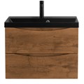 Тумба с раковиной подвесная BelBagno МАРИНА (MARINO) 70 Rovere Nature, раковина чёрная BB700/450-LV-ART-AST-NERO MARINO-700-2C-SO-RN-P;BB700/450-LV-ART-AST-NERO
