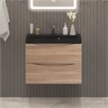 Тумба с раковиной подвесная BelBagno МАРИНА (MARINO) 70 Rovere Bianco, раковина чёрная BB700/450-LV-ART-AST-NERO MARINO-700-2C-SO-WO-P;BB700/450-LV-ART-AST-NERO