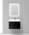 Тумба с раковиной подвесная BelBagno МАРИНА (MARINO) 70 Nero Lucido, раковина белая MARINO-700-2C-SO-NL-P;BB700/450-LV-MR-AST