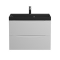 Тумба с раковиной подвесная BelBagno МАРИНА (MARINO) 70 Bianco Lucido, раковина чёрная BB700/450-LV-ART-AST-NERO MARINO-700-2C-SO-BL-P;BB700/450-LV-ART-AST-NERO