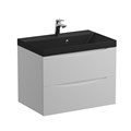 Тумба с раковиной подвесная BelBagno МАРИНА (MARINO) 70 Bianco Lucido, раковина чёрная BB700/450-LV-ART-AST-NERO MARINO-700-2C-SO-BL-P;BB700/450-LV-ART-AST-NERO