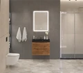Тумба с раковиной подвесная BelBagno МАРИНА (MARINO) 60 Rovere Nature, раковина чёрная BB600/450-LV-ART-AST-NERO MARINO-600-2C-SO-RN-P;BB600/450-LV-ART-AST-NERO