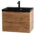 Тумба с раковиной подвесная BelBagno МАРИНА (MARINO) 60 Rovere Nature, раковина чёрная BB600/450-LV-ART-AST-NERO MARINO-600-2C-SO-RN-P;BB600/450-LV-ART-AST-NERO