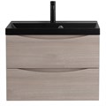 Тумба с раковиной подвесная BelBagno МАРИНА (MARINO) 60 Rovere Grigio, раковина чёрная BB600/450-LV-ART-AST-NERO MARINO-600-2C-SO-RG-P;BB600/450-LV-ART-AST-NERO