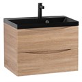 Тумба с раковиной подвесная BelBagno МАРИНА (MARINO) 60 Rovere Bianco, раковина чёрная BB600/450-LV-ART-AST-NERO MARINO-600-2C-SO-WO-P;BB600/450-LV-ART-AST-NERO