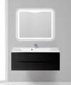 Тумба с раковиной подвесная BelBagno МАРИНА (MARINO) 110 Nero Lucido, раковина белая MARINO-1100-2C-SO-NL-P;BB1100/450-LV-MR-PR