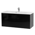 Тумба с раковиной подвесная BelBagno МАРИНА (MARINO) 110 Nero Lucido, раковина белая MARINO-1100-2C-SO-NL-P;BB1100/450-LV-MR-PR
