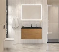 Тумба с раковиной подвесная BelBagno МАРИНА (MARINO) 100 Rovere Nature, раковина чёрная BB1000/445-LV-ART-PR-NERO MARINO-1000-2C-SO-RN-P;BB1000/445-LV-ART-PR-NERO