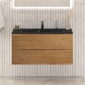 Тумба с раковиной подвесная BelBagno МАРИНА (MARINO) 100 Rovere Nature, раковина чёрная BB1000/445-LV-ART-PR-NERO MARINO-1000-2C-SO-RN-P;BB1000/445-LV-ART-PR-NERO