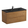 Тумба с раковиной подвесная BelBagno МАРИНА (MARINO) 100 Rovere Nature, раковина чёрная BB1000/445-LV-ART-PR-NERO MARINO-1000-2C-SO-RN-P;BB1000/445-LV-ART-PR-NERO