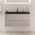 Тумба с раковиной подвесная BelBagno МАРИНА (MARINO) 100 Rovere Grigio, раковина чёрная BB1000/445-LV-ART-PR-NERO MARINO-1000-2C-SO-RG-P;BB1000/445-LV-ART-PR-NERO