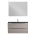 Тумба с раковиной подвесная BelBagno МАРИНА (MARINO) 100 Rovere Grigio, раковина чёрная BB1000/445-LV-ART-PR-NERO MARINO-1000-2C-SO-RG-P;BB1000/445-LV-ART-PR-NERO