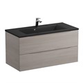 Тумба с раковиной подвесная BelBagno МАРИНА (MARINO) 100 Rovere Grigio, раковина чёрная BB1000/445-LV-ART-PR-NERO MARINO-1000-2C-SO-RG-P;BB1000/445-LV-ART-PR-NERO