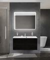 Тумба с раковиной подвесная BelBagno МАРИНА (MARINO) 100 Nero Lucido, раковина белая BB1000/450-LV-MR-FT MARINO-1000-2C-SO-NL-P;BB1000/450-LV-MR-FT