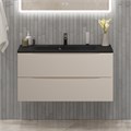 Тумба с раковиной подвесная BelBagno МАРИНА (MARINO) 100 Crema Opaco, раковина чёрная BB1000/445-LV-ART-PR-NERO MARINO-1000-2C-SO-CO-P;BB1000/445-LV-ART-PR-NERO