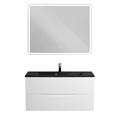 Тумба с раковиной подвесная BelBagno МАРИНА (MARINO) 100 Bianco Opaco, раковина чёрная BB1000/445-LV-ART-PR-NERO MARINO-1000-2C-SO-BO-P;BB1000/445-LV-ART-PR-NERO