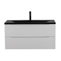 Тумба с раковиной подвесная BelBagno МАРИНА (MARINO) 100 Bianco Opaco, раковина чёрная BB1000/445-LV-ART-PR-NERO MARINO-1000-2C-SO-BO-P;BB1000/445-LV-ART-PR-NERO