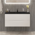 Тумба с раковиной подвесная BelBagno МАРИНА (MARINO) 100 Bianco Lucido, раковина чёрная BB1000/445-LV-ART-PR-NERO MARINO-1000-2C-SO-BL-P;BB1000/445-LV-ART-PR-NERO