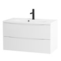 Тумба с раковиной подвесная BelBagno МАРИНА (MARINO) 100 Bianco Lucido, раковина белая MARINO-1000-2C-SO-BL-P;BB1000/445-LV-MR-PR