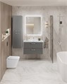 Тумба с раковиной подвесная BelBagno ТЕХНО (DUE) 80 Сатин, ручки - Хром полированный DUE-800-2C-SO-SAT-P;BB-8076-3-80;RS333CP.4/160