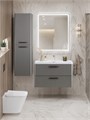 Тумба с раковиной подвесная BelBagno ТЕХНО (DUE) 80 Сатин, ручки - Матовый тёмный никель DUE-800-2C-SO-SAT-P;BB-8076-3-80;RS333MDN.4/160