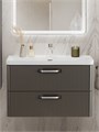 Тумба с раковиной подвесная BelBagno ТЕХНО (DUE) 80 Оружейная сталь, ручки - Хром полированный DUE-800-2C-SO-GM-P;BB-8076-3-80;RS333CP.4/160