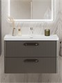 Тумба с раковиной подвесная BelBagno ТЕХНО (DUE) 80 Оружейная сталь, ручки - Матовый тёмный никель DUE-800-2C-SO-GM-P;BB-8076-3-80;RS333MDN.4/160