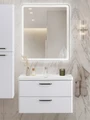 Тумба с раковиной подвесная BelBagno ТЕХНО (DUE) 80 Белый металлик, ручки - Матовый тёмный никель DUE-800-2C-SO-BM-P;BB-8076-3-80;RS333MDN.4/160