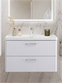 Тумба с раковиной подвесная BelBagno ТЕХНО (DUE) 80 Белый металлик, ручки - Сатиновый никель DUE-800-2C-SO-BM-P;BB-8076-3-80;RS006SN.4/160