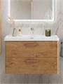 Тумба с раковиной подвесная BelBagno ТЕХНО (DUE) 80 Rovere Nature, ручки - Сатиновый никель DUE-800-2C-SO-RN-P;BB-8076-3-80;RS006SN.4/160