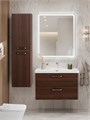 Тумба с раковиной подвесная BelBagno ТЕХНО (DUE) 80 Noce, ручки - Матовый атласный никель DUE-800-2C-SO-NOCE-P;BB-8076-3-80;RS333MBSN.4/160