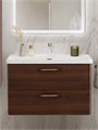 Тумба с раковиной подвесная BelBagno ТЕХНО (DUE) 80 Noce, ручки - Сатиновый никель DUE-800-2C-SO-NOCE-P;BB-8076-3-80;RS006SN.4/160