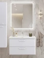 Тумба с раковиной подвесная BelBagno ТЕХНО (DUE) 80 Bianco Lucido, ручки белые DUE-800-2C-SO-BL-P;BB-8076-3-80;RS333W.4/160