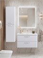 Тумба с раковиной подвесная BelBagno ТЕХНО (DUE) 80 Bianco Lucido, ручки - Хром полированный DUE-800-2C-SO-BL-P;BB-8076-3-80;RS333CP.4/160