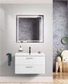 Тумба с раковиной подвесная BelBagno ТЕХНО (DUE) 80 Bianco Lucido, ручки - Сатиновый никель DUE-800-2C-SO-BL-P;BB-8076-3-80;RS006SN.4/160