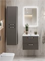Тумба с раковиной подвесная BelBagno ТЕХНО (DUE) 60 Оружейная сталь, ручки - Хром полированный DUE-600-2C-SO-GM-P;BB-8076-3-60;RS333CP.4/160