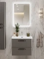 Тумба с раковиной подвесная BelBagno ТЕХНО (DUE) 60 Оружейная сталь, ручки - Матовый тёмный никель DUE-600-2C-SO-GM-P;BB-8076-3-60;RS333MDN.4/160